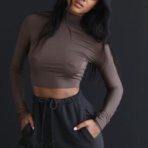 Joah Brown Mock Top & Empire Jogger SET